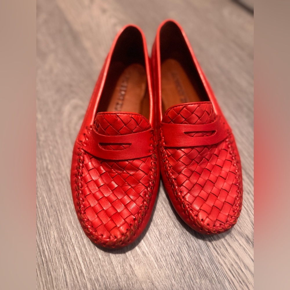 Robert Zur Red Woven Leather Loafers
